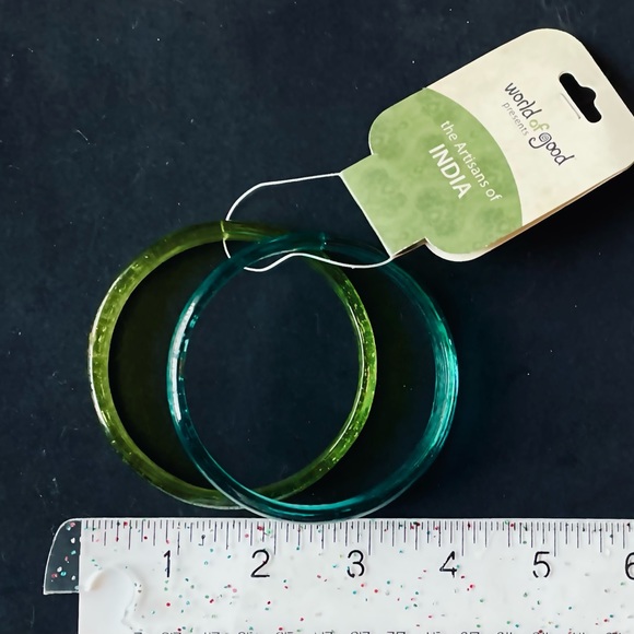 Glass Bangle Bracelets Set of 2 Handmade Artisan World Of Good Fair Trade - Picture 4 of 5
